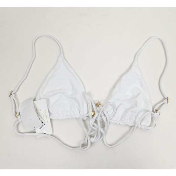 L*Space Kara Studded Bikini Top in White Size Medium NWT Triangle - Picture 4 of 6